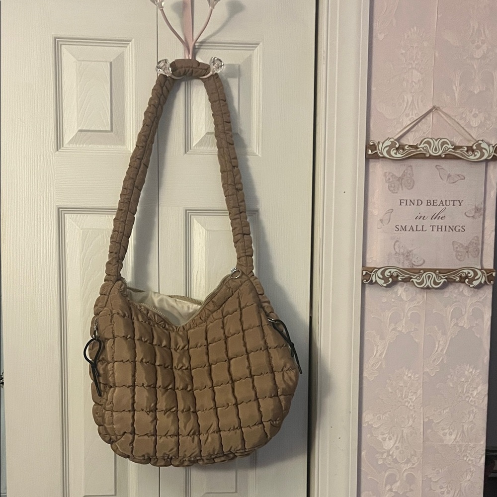 Quilted Tan Shoulder Bag